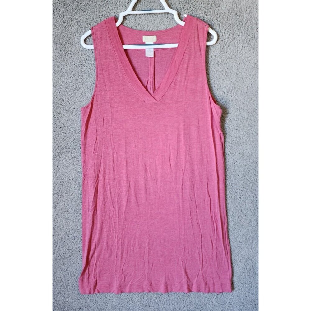 Hanro of Switzerland Womens Sleeveless V Neck Casual Lightweight Dress Pink Sz M
